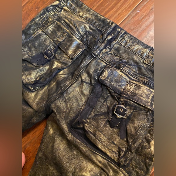 SOLD Gold Waxed Robin’s Jeans Buckle Denim Jeans - Picture 6 of 11